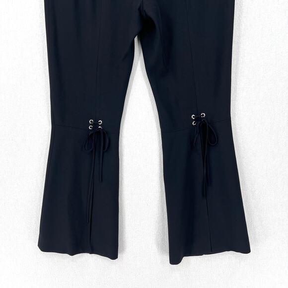 ALEXANDER MCQUEEN Pants Womens 4 Black Cropped Flare Split Hem Lace Up Calf - Picture 7 of 16